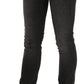 Black Washed Low Waist Slim Fit Skinny Denim Pants Jeans