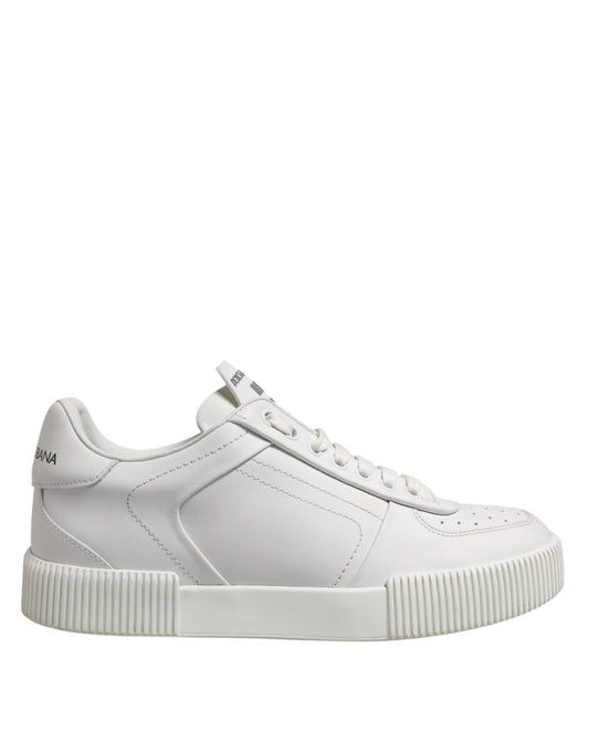 White Miami Leather Low Top Sneakers Men Shoes
