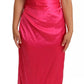 Pink Sheath Silk Bow Open Shoulder Dress