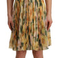 Yellow Floral Print Pleated Maxi Dress