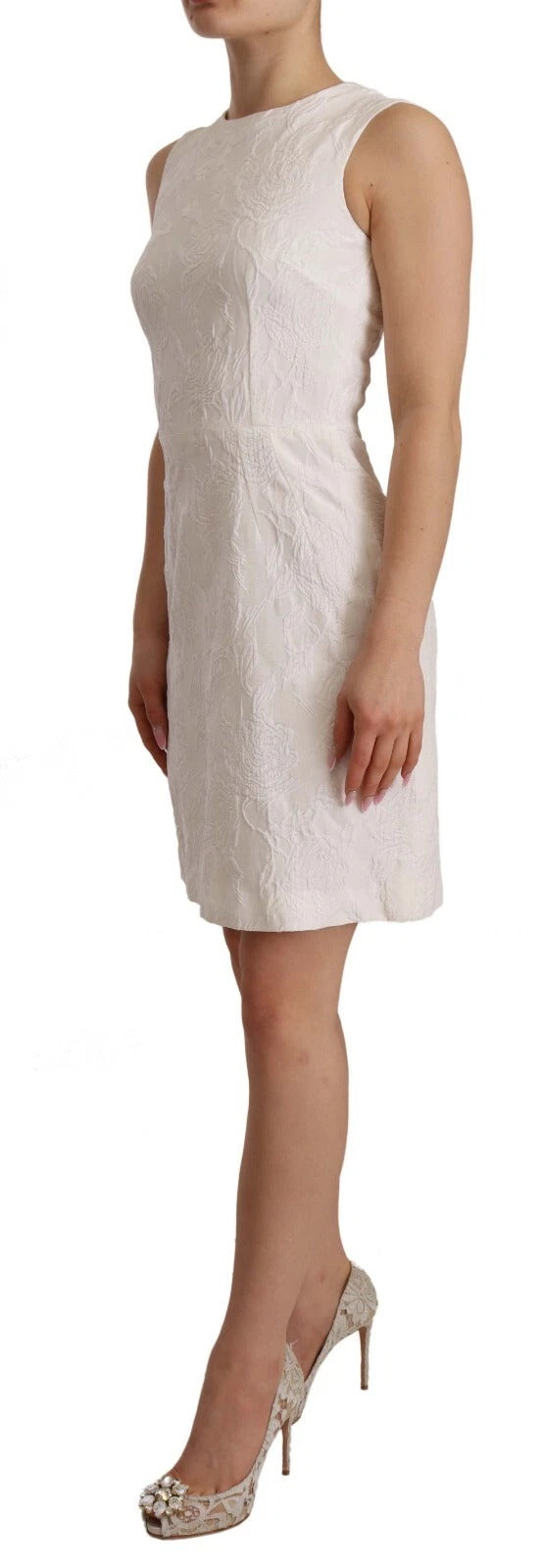 White Floral Sleeveless Sheath Mini Dress