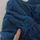 Blue Mesh Trim Ruched Tulle Sheath Dress
