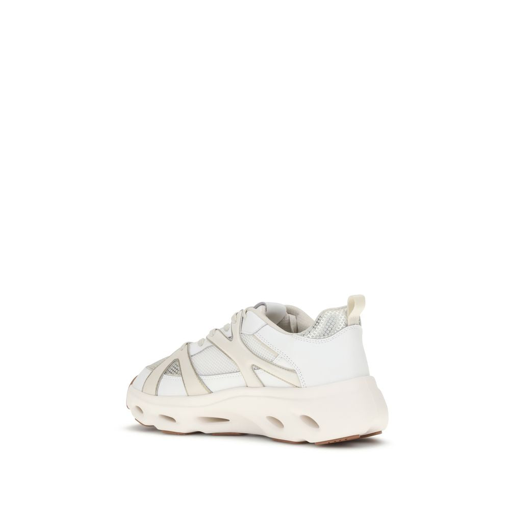 White Calf Leather Bos Taurus Chunky Sneakers