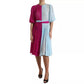 Light Blue Silk Two Tone Midi Dress