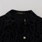 Cotton Black Leopard Long Sleeve Denim Jacket