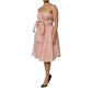 Pink Silk Chiffon A-line Pleated Midi Dress