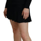 Black Viscose Long Sleeves Cut Out Mini Dress