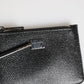 Black Leather Chain Link Mens Coin Purse Key Clip Holder Wallet