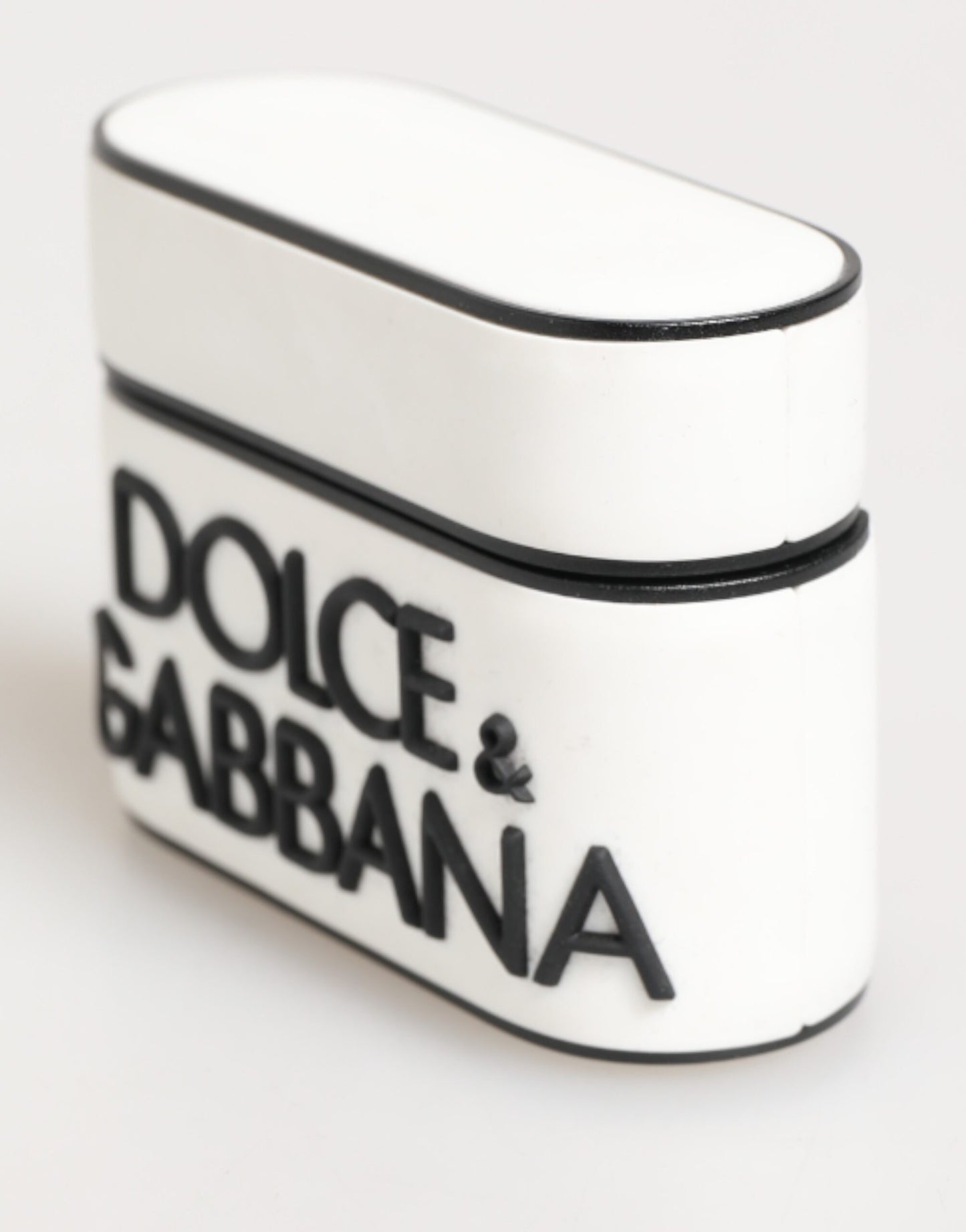 White Black Rubber Logo Embossed Accessory Airpods Case