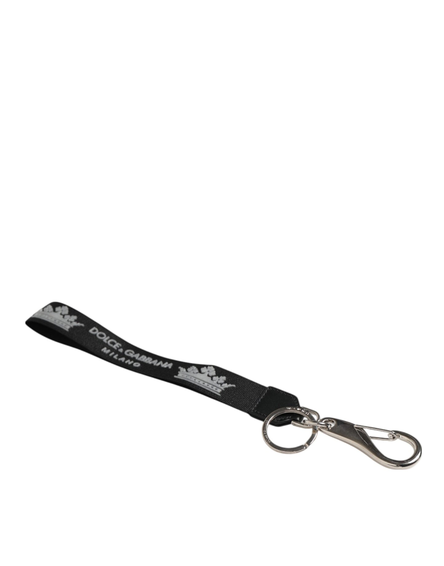 Black Silver Nylon DG Crown Men's Holder Keychain Keyring