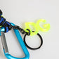 Blue Yellow Leather Tape String DG Logo Keychain Keyring