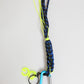 Blue Yellow Leather Tape String DG Logo Keychain Keyring