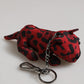 Red Black Polyester Animal Silhouette Bag Keychain Keyring