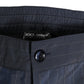 Navy Blue Polyester Pinstripe Men Shorts Swimwear
