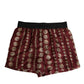 Burgundy Silk Coin Print Men Boxer Short Swimwear