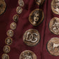 Burgundy Silk Coin Print Men Boxer Short Swimwear