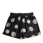 Black Silk Ancient Coin Print Boxer Short Swimwear