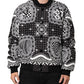 Black White Bandana Print Bomber Jacket