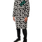 Black White Logo Print Hooded Coat Men Jacket