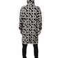 Black White Logo Print Hooded Coat Men Jacket