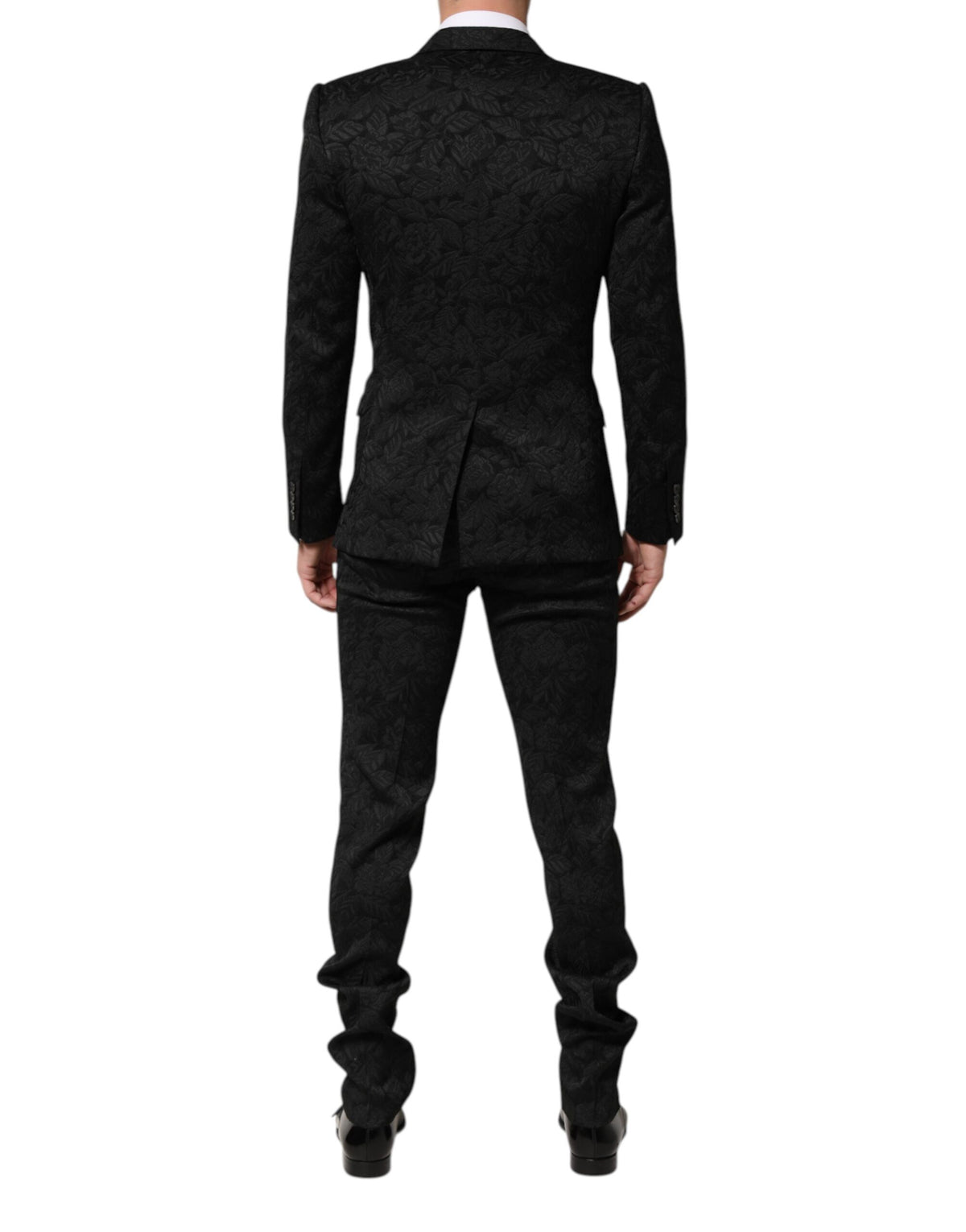 Black 3 Piece Brocade Jacquard Suit MARTINI