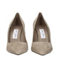 Gray Leather High Heel Pumps