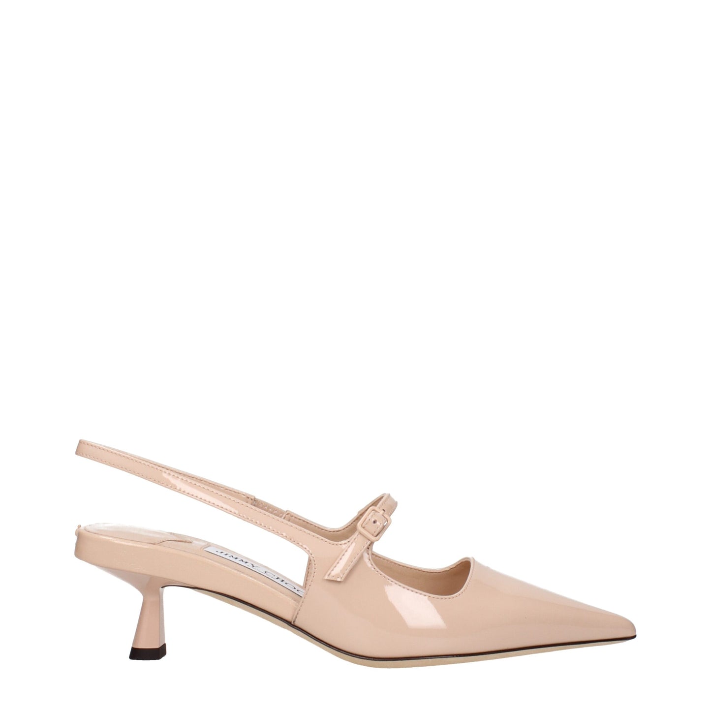 Pink Leather Mid Heel Pumps