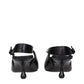 Black Leather Flat Sandals