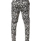 Black White Abstract Print Cotton Blend Pants