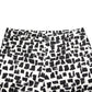 Black White Abstract Print Cotton Blend Pants