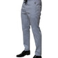 Light Blue Cotton Drawstring Elastic Waist Men Pants