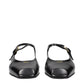 Black Leather Flat Sandals
