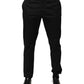 Black Cotton Tapered Men Formal Trousers Pants