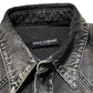 Black Washed Cotton Snap Long Sleeve Casual Shirt