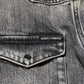 Black Washed Cotton Snap Long Sleeve Casual Shirt