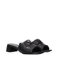 Black Leather Flat Sandals