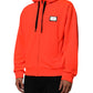 Red Fluorescent Polyester Logo Patch Hoodie Sweater