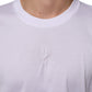 White Cotton Logo Patch Crew Neck Men T-shirt