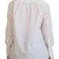 White Cotton Collared Long Sleeves Formal Top