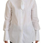 White Cotton Collared Long Sleeves Formal Top