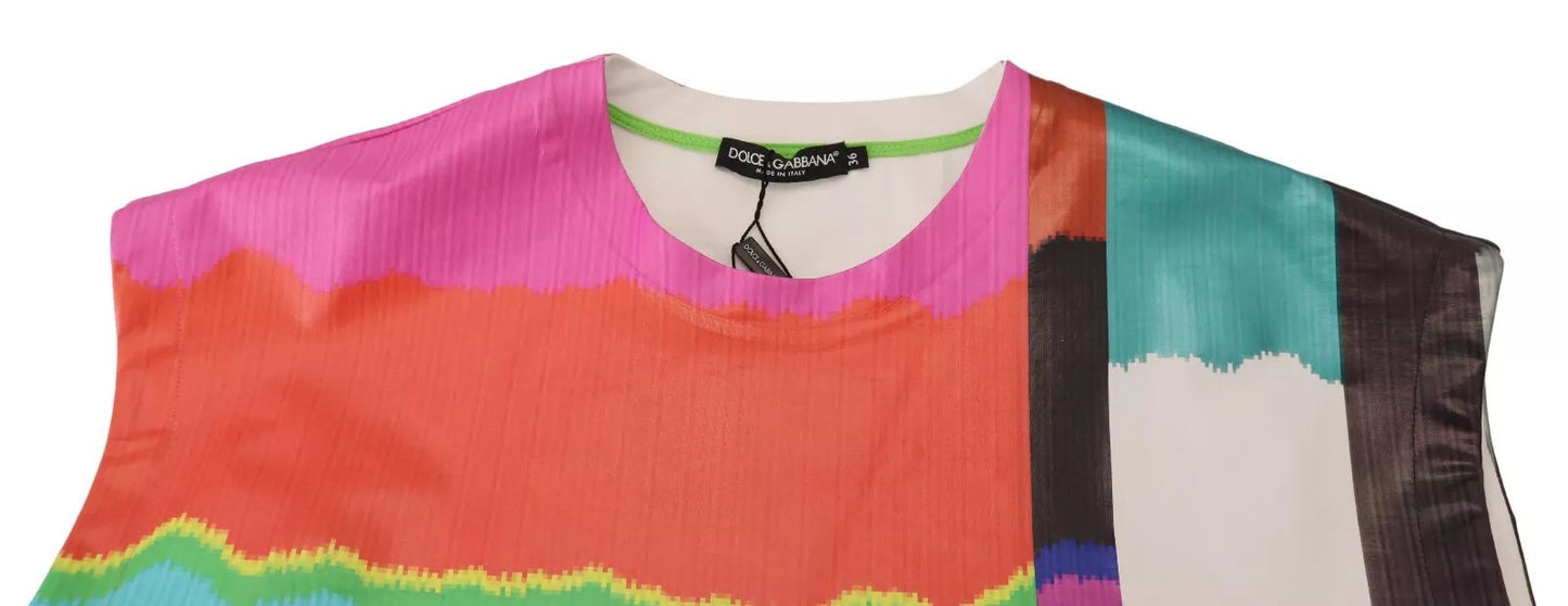 Multicolor Print Blouse Cotton Tank TV Print T-shirt