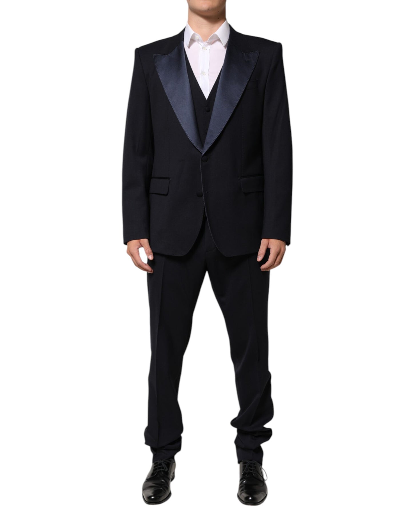 Black 3 Piece Wool Silk Blend Suit SICILIA