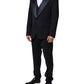 Black 3 Piece Wool Silk Blend Suit SICILIA