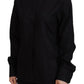 Black Cotton Collared Long Sleeves Shirt