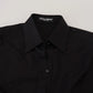 Black Cotton Collared Long Sleeves Shirt