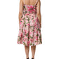 Pink Floral Lily Print Midi Sleeveless Dress