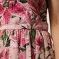 Pink Floral Lily Print Midi Sleeveless Dress
