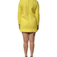 Yellow Viscose Acetate Mini Long Sleeve Dress
