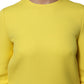 Yellow Viscose Acetate Mini Long Sleeve Dress