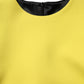 Yellow Viscose Acetate Mini Long Sleeve Dress